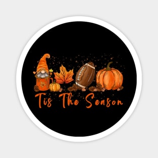 Tis The Season Pumpkin Leaf Latte Fall Thanksgiving Football Magnet